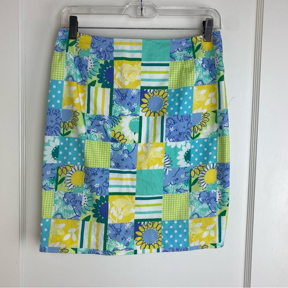 Vintage LILLY PULITZER Zoo Patchwork Skirt size 8